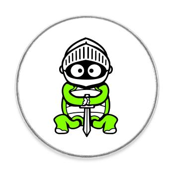 Turtle Knight Épée Fighter Armure Casque - Magnet rond - blanc - Devant