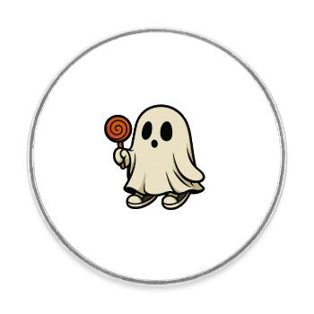 Gieriger Geist mit Lutscher – Design Halloween m - Runder Kühlschrankmagnet - Weiß - Vorne