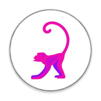 Neon Pink Monkey - Runder Kühlschrankmagnet - Weiß - Vorne