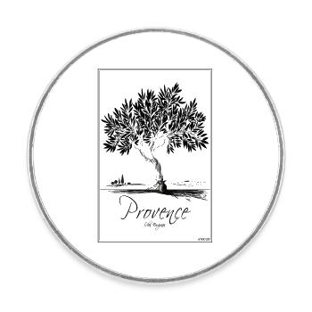 arbre_olivier_mediterranneen_NOIR_Provence_fineart - Round  fridge magnet - white - Front