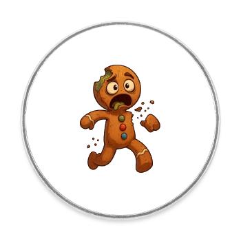 Halloween Zombie Gingerbread Man - Round  fridge magnet - white - Front