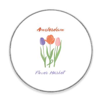 Amsterdam Tulips - Round  fridge magnet - white - Front