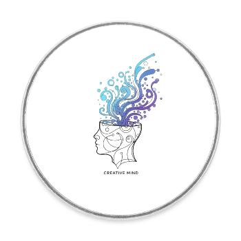 Mente Creativa – Ilustración Abstracta del Cerebro - Magnet rond - blanc - Devant
