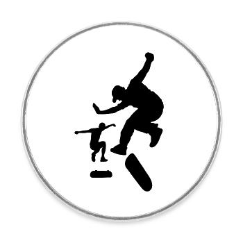 Skateboard - Round  fridge magnet - white - Front