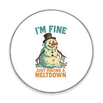 Bonhomme de neige qui fond, ça va. - Magnet rond - blanc - Devant