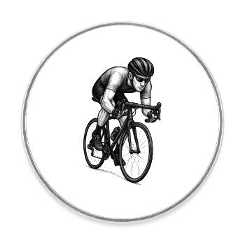 Rennradfahrer Detail Illustration - Runder Kühlschrankmagnet - Weiß - Vorne