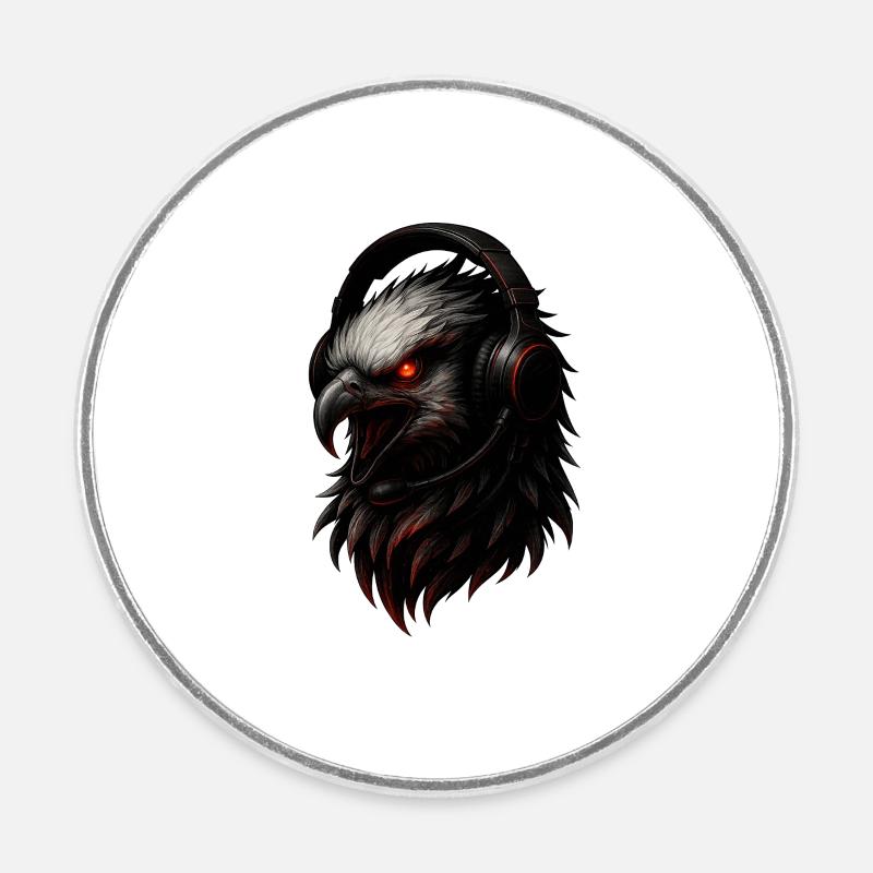 Eagle avec casque de jeu - Magnet rond - blanc