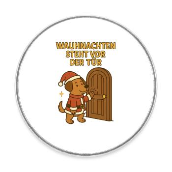 Christmas is just around the corner – Christmas Dog - Round  fridge magnet - white - Front