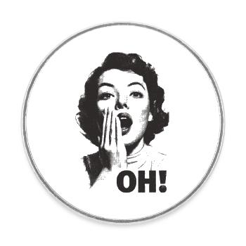 Visage hurlant Oh - Magnet rond - blanc - Devant