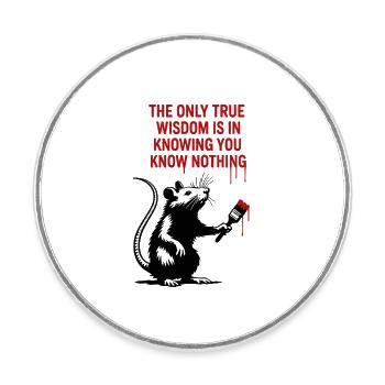 Rat knows that she doesn't know anything - Round  fridge magnet - white - Front