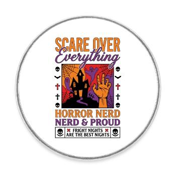 Horreur Nerd Pride Design - Magnet rond - blanc - Devant