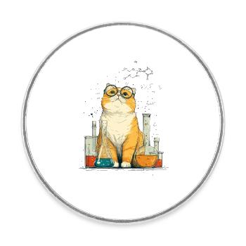 Chemiekatze im Labor - Runder Kühlschrankmagnet - Weiß - Vorne