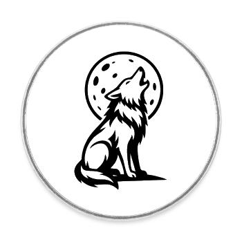 Wolf howling at full moon - Round  fridge magnet - white - Front
