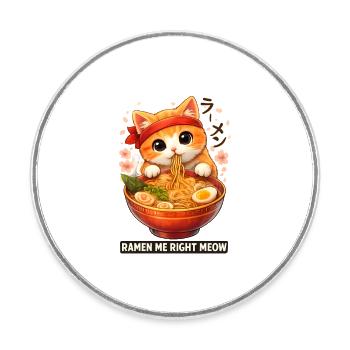 Chats Ramen Nouilles Anime japonais Manga Kawaii - Magnet rond - blanc - Devant
