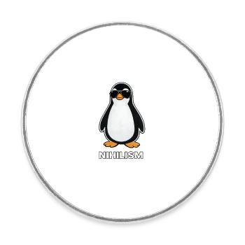 Pinguin-Nihilismus in Schwarz - Runder Kühlschrankmagnet - Weiß - Vorne