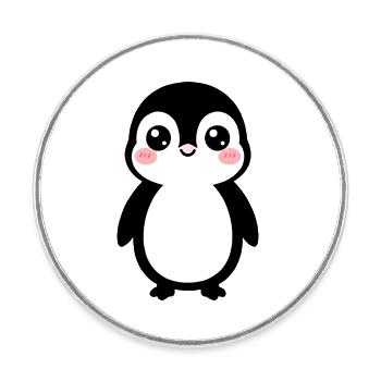 Panda Kiss Kawaii - Round  fridge magnet - white - Front