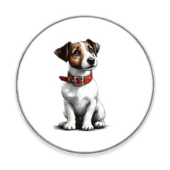 Jack Russel Terrier - Magnet rond - blanc - Devant