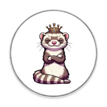 Furet Ferret Holder Furet Propriétaire - Magnet rond - blanc - Devant