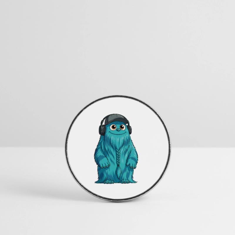 DJ Fluffo with Braid Front - Fluffonster Design Round  fridge magnet