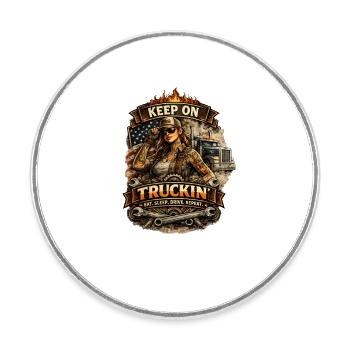 Mach weiter, Truckin - Runder Kühlschrankmagnet - Weiß - Vorne
