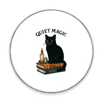 Silent Magic Cat - Round  fridge magnet - white - Front