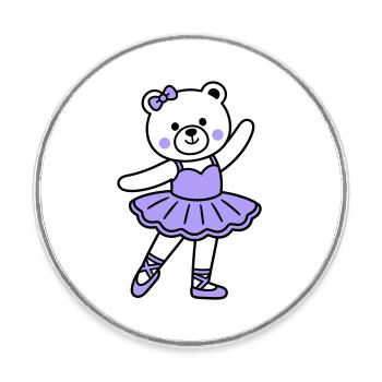 Bear ballet - Round  fridge magnet - white - Front