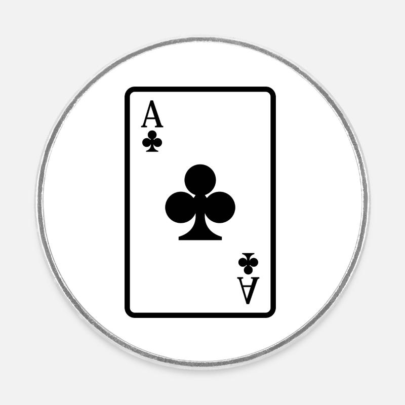 Carte de poker - Magnet rond - blanc