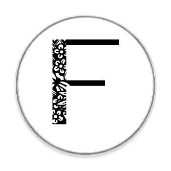 Buchstabe F - Runder Kühlschrankmagnet - Weiß - Vorne
