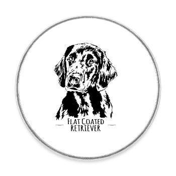 FLAT COATED RETRIEVER canine dog gun dog Wilsigns - Round  fridge magnet - white - Front