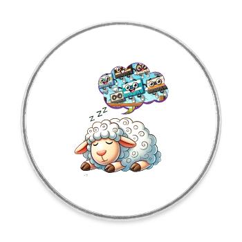 Rêves de moutons - Magnet rond - blanc - Devant