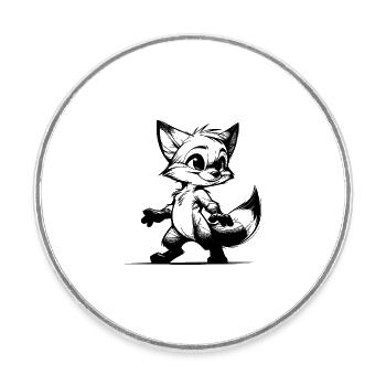Clever Fox Sly Fox Croquis de dessin - Magnet rond - blanc - Devant