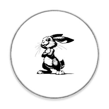 Croquis de portrait de lapin avec de grandes oreilles - Magnet rond - blanc - Devant