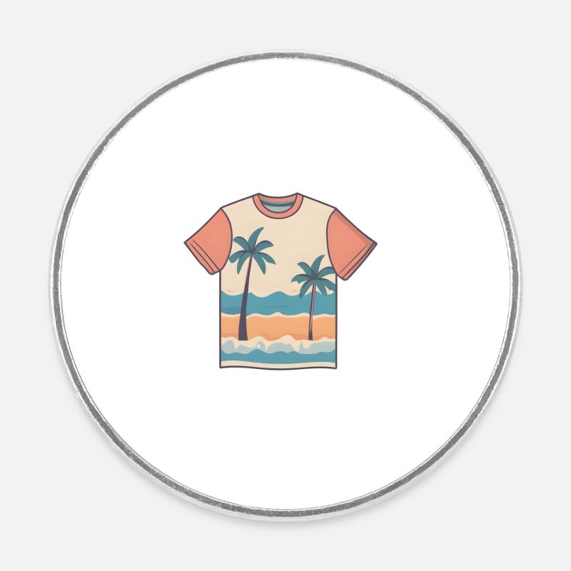 Beachfront Bliss - Round  fridge magnet - white
