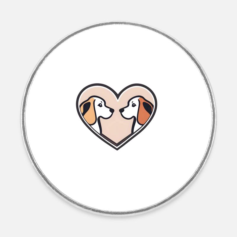 Cœurs de chien aimants - Magnet rond - blanc