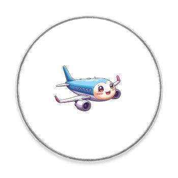 Avion mignon - Magnet rond - blanc - Devant