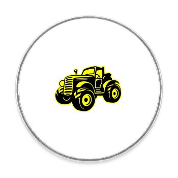 Agriculteur tracteur - Magnet rond - blanc - Devant