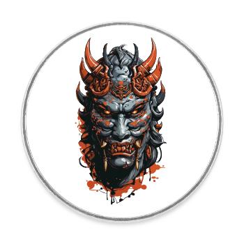 Dämonische Oni Maske Halloween Horror Design - Runder Kühlschrankmagnet - Weiß - Vorne