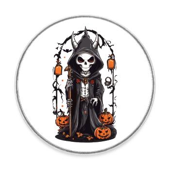 Halloween Skelett Druide Magie - Runder Kühlschrankmagnet - Weiß - Vorne