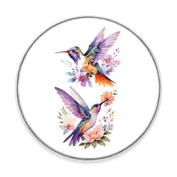 Colibri - Délicat, rapide, fascinant - Magnet rond - blanc - Devant