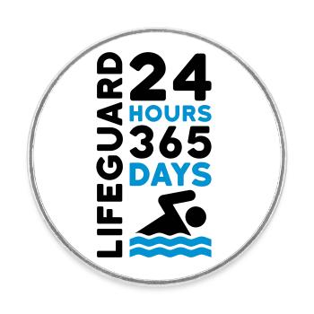 24 heures 365 jours sauveteur (nageurs, vagues) - Magnet rond - blanc - Devant