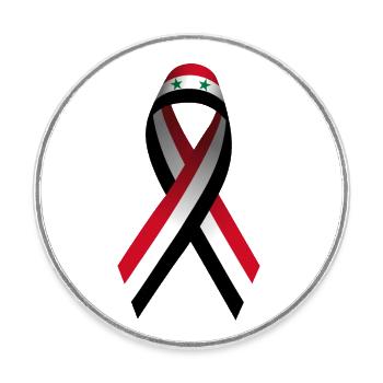 Frieden in Syrien Schleife - Flagge für Freiheit - Runder Kühlschrankmagnet - Weiß - Vorne