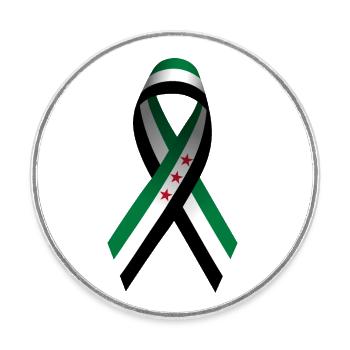 Drapeau de la Syrie Ruban Signe de la paix - Magnet rond - blanc - Devant