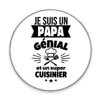 Papa génial super cuisinier,fête des pères - Magnet rond - blanc - Devant