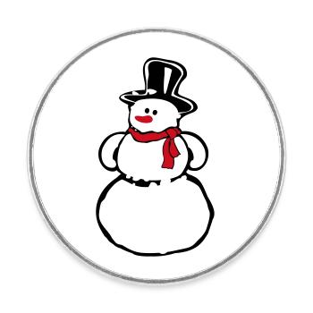 Bonhomme de neige - Magnet rond - blanc - Devant
