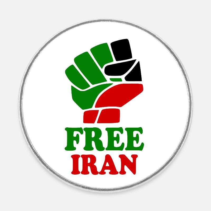 Free iran - Magnet rond - blanc