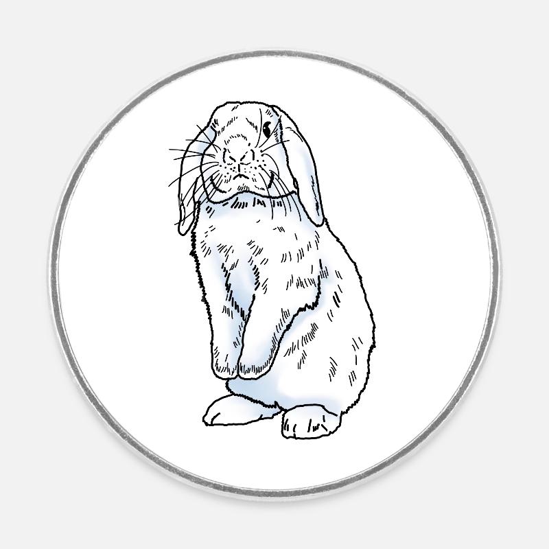 Rabbit white - Round fridge magnet - white