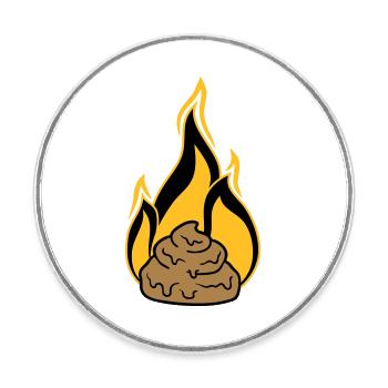 shit is on fire scheisse kot haufen haeufchen kack - Runder Kühlschrankmagnet - Weiß - Vorne