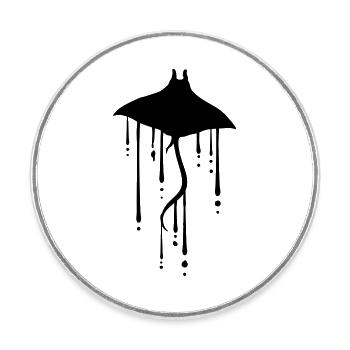 water wet drops stingrays swimming dive - Round  fridge magnet - white - Front