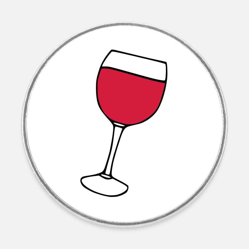 Vin rouge dans le verre - Magnet rond - blanc