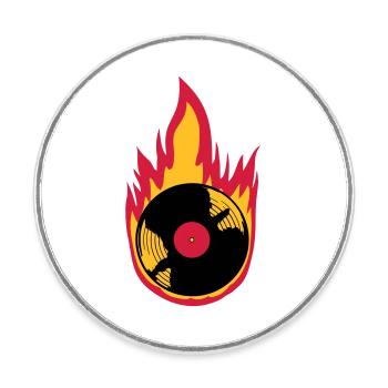 Musique de disque vinyle Fire - Magnet rond - blanc - Devant